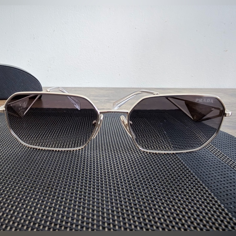 Prada Gold Hexagonal Sunglasses with Dark Lenses - Picture 11 of 12